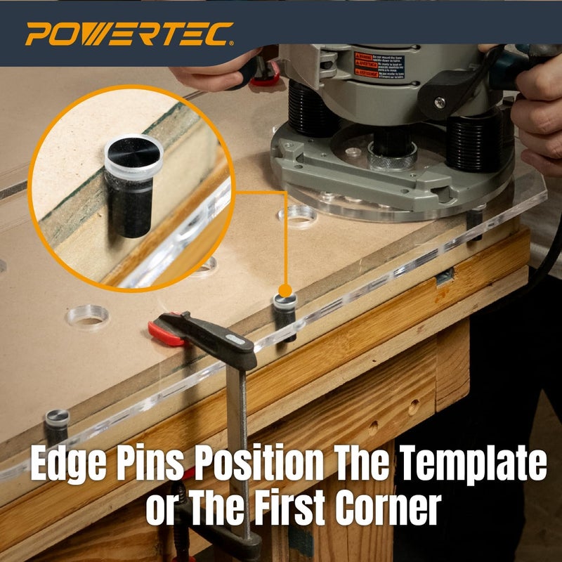 POWERTEC قالب عمل MFT - قالب راوتر لثقوب 3/4"، يتضمن بتة غاطسة مستقيمة 3/4" ودليل بوشينغ، يناسب قاعدة بورتير-كابل (71959V) - Image 3